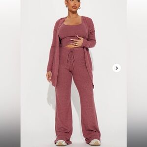 NWT Calm N Cozy 3 Piece Pant Set - Mauve